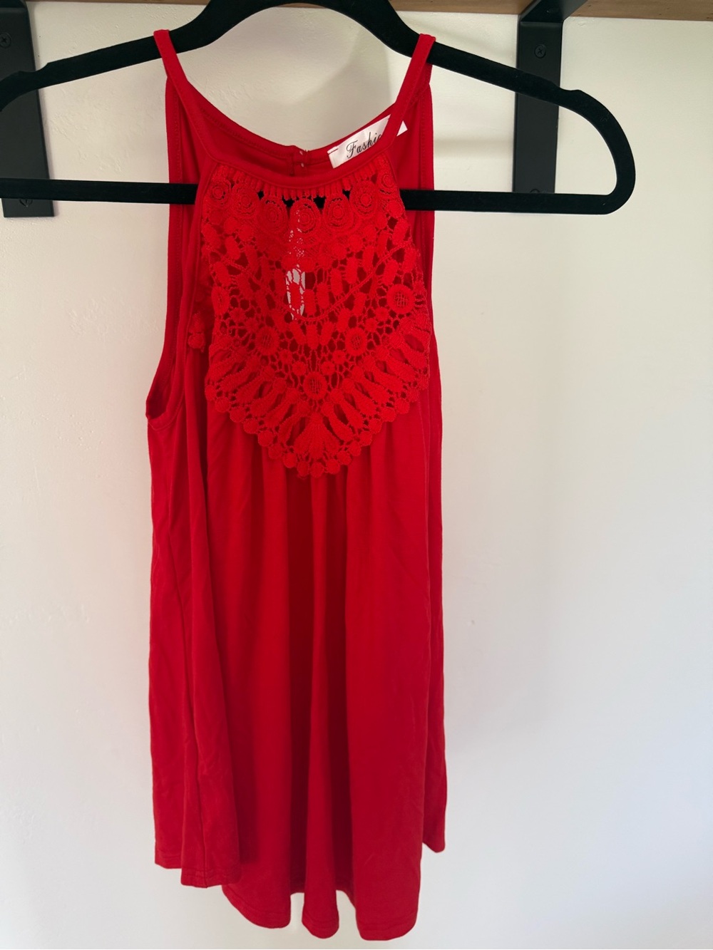 Red Crochet Halter Tank Top
